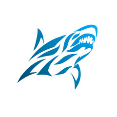 illustration vector graphics of tribal art blue shark tattoo