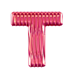 Pink symbol with vertical ribs. letter t