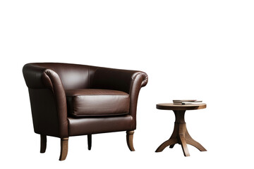 a high quality stock photograph of a single brown sofa chair isolated on white background