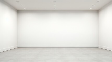 An empty office space with a feature wall devoid of any decor or furnishings, presenting a blank canvas for your logo design. The minimalist ambiance exudes professionalism and elegance.