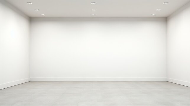 An empty office space with a feature wall devoid of any decor or furnishings, presenting a blank canvas for your logo design. The minimalist ambiance exudes professionalism and elegance.