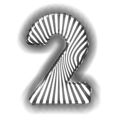 White symbol with ultra thin black luminous vertical straps. number 2