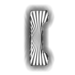 White symbol with ultra thin black luminous vertical straps