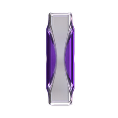 Silver symbol with purple inlays. letter i