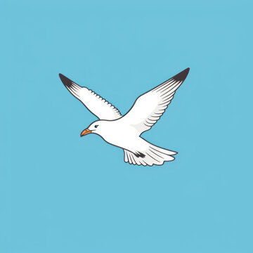 recommend clip art:  A minimalist outline of a curious seagull flying
                    