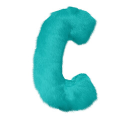 Symbol made of turquoise fur. letter c