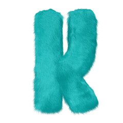 Symbol made of turquoise fur. letter k