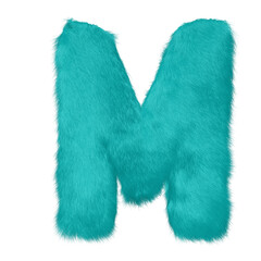 Symbol made of turquoise fur. letter m