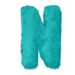 Symbol made of turquoise fur. letter n