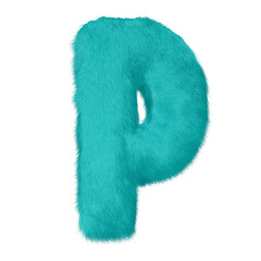 Symbol made of turquoise fur. letter p