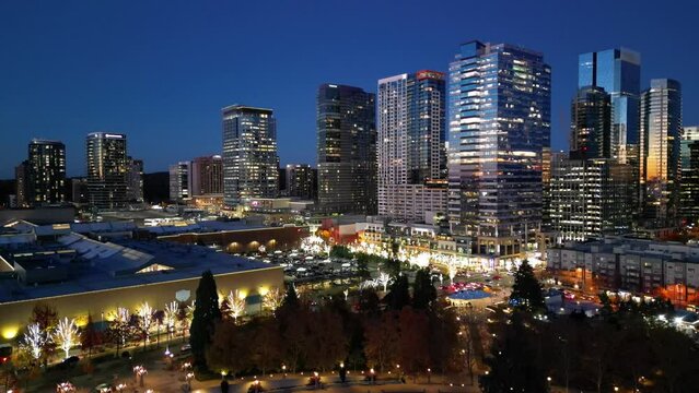 Twilight Cityscape of Downtown Bellevue Park, Washington