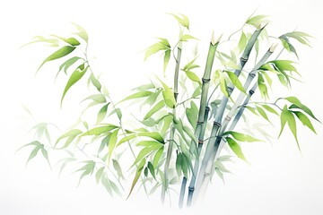 Obraz premium watercolor bamboo painting bamboo Background Bamboo watercolor stems and leaves
