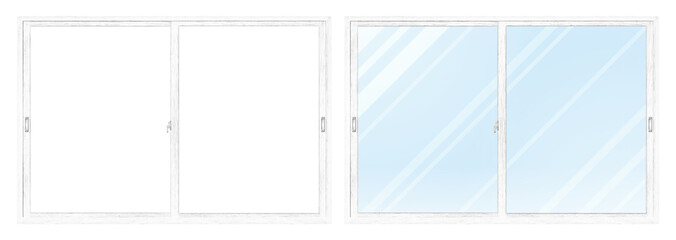 木製の白い窓枠A　セット - obrazy, fototapety, plakaty