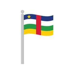 Flag of Central African Republic on flagpole isolated