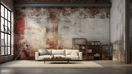 An industrial-style epoxy wall with a rough, weathered texture, lending a rugged charm to a hip urban loft. - obrazy, fototapety, plakaty