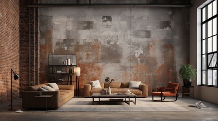 An industrial-style epoxy wall with a rough, weathered texture, lending a rugged charm to a hip urban loft.