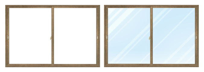 木製のセピア色の窓枠A	セット