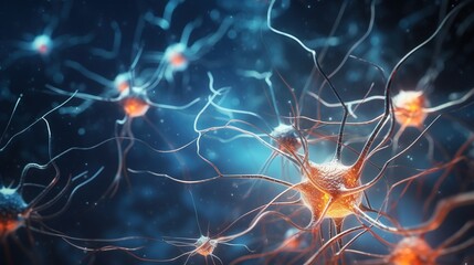 An illustration depicting neurons and nerves, emphasizing a medical or scientific context.