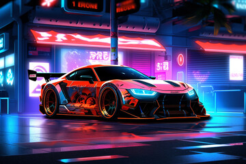 Racing Car With neon light