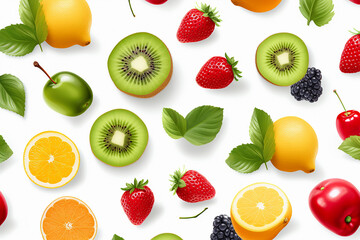 Set of fruits background