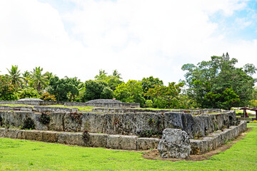 The ancient royal tombs or 'langi' on Tongatapu, Tonga. The earliest tombs have been tentatively...