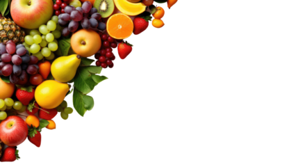 Frame of fruits on transparent background, PNG file