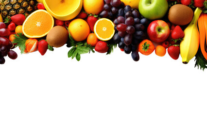 Frame of fruits on transparent background, PNG file