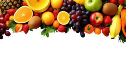Frame of fruits on transparent background, PNG file