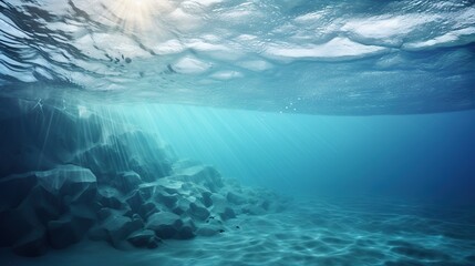 iceberg underwater illustration concept, backdrop, game background, character placement
