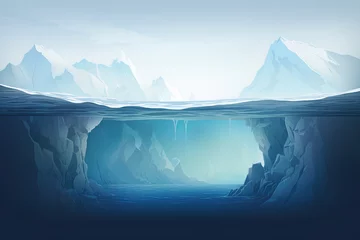 Schilderijen op glas iceberg underwater illustration concept, backdrop, game background, character placement  © Happy Stock