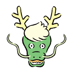 正月_干支_驚いた顔の辰のイラスト素材