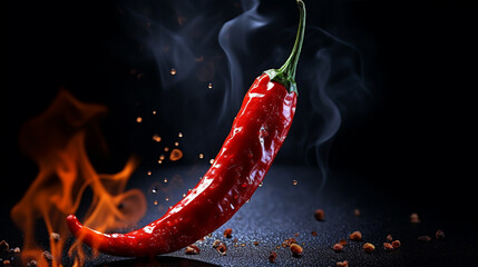 red hot chili peppers in fire HD 8K wallpaper Stock Photographic Image