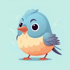 Fototapeta premium blue bird on branch, isolated on blue green background, canva, png, cutout