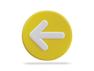 left arrow icon with circle button 3d vector illustration