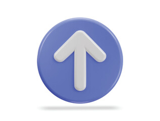 Up arrow icon with circle button 3d vector illustration