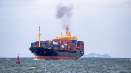 Container ship business freight import export logistic and transportation.