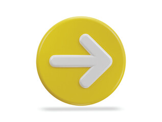 Right arrow icon with circle button 3d vector illustration