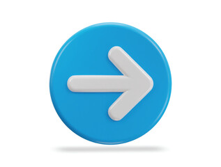 Right arrow icon with circle button 3d vector illustration