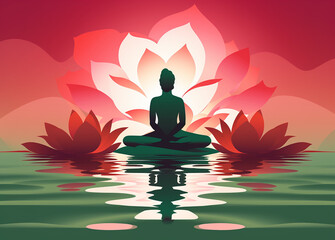 silhouette of a person meditating