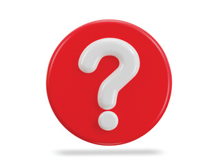 3d question mark icon with red circle button vector illustration