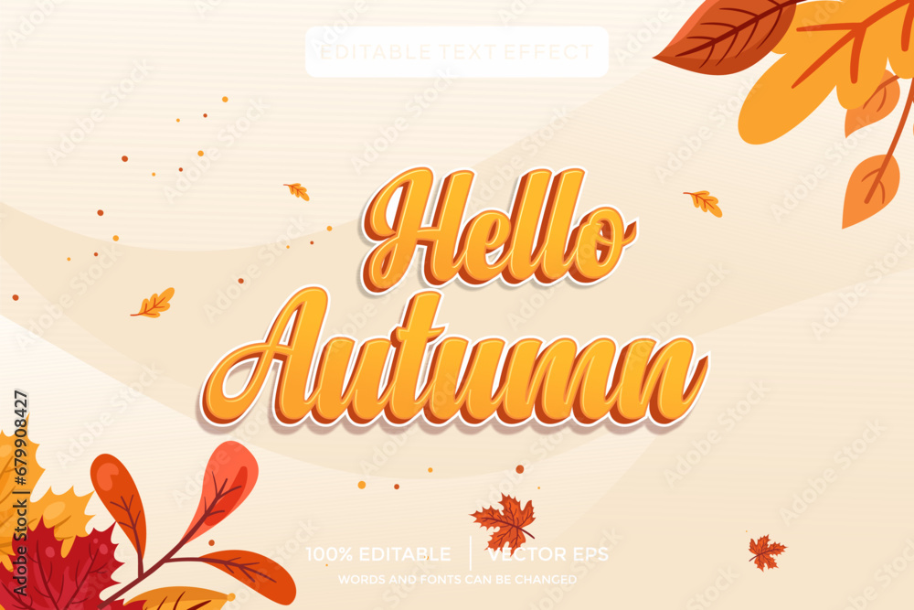 Poster hello autumn 3d text effect template