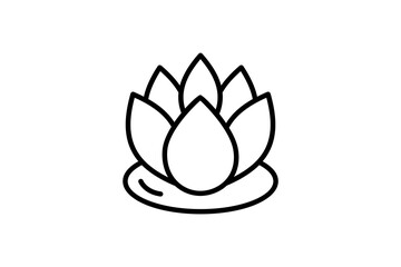 lotus flower icon. icon related to meditation, purity, enlightenment, and the unfolding of spiritual potential. line icon style. simple vector design editable