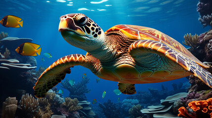 green sea turtle swimming