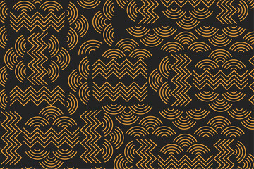 Luxury gold background pattern seamless geometric line circle wave abstract design vector illustration. Christmas seamless pattern background.