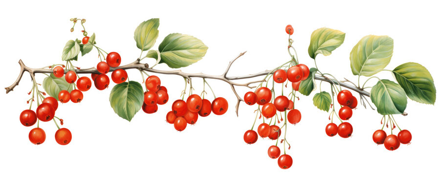 Branch of American bittersweet berries, transparent background (PNG)