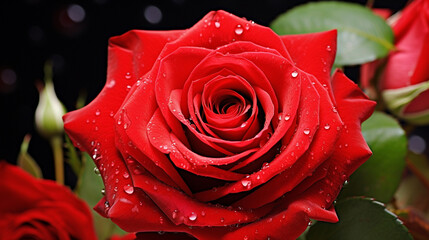 red rose with water drops