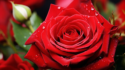 red rose with water drops
