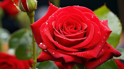red rose with water drops