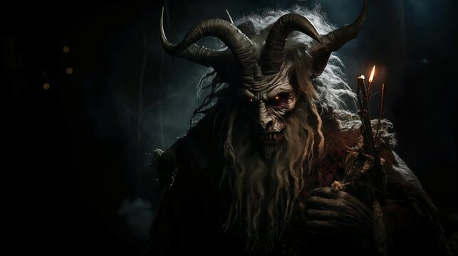 Christmas Krampus demon monster black background