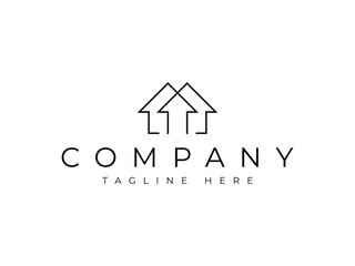 minimal arrow up house line logo design